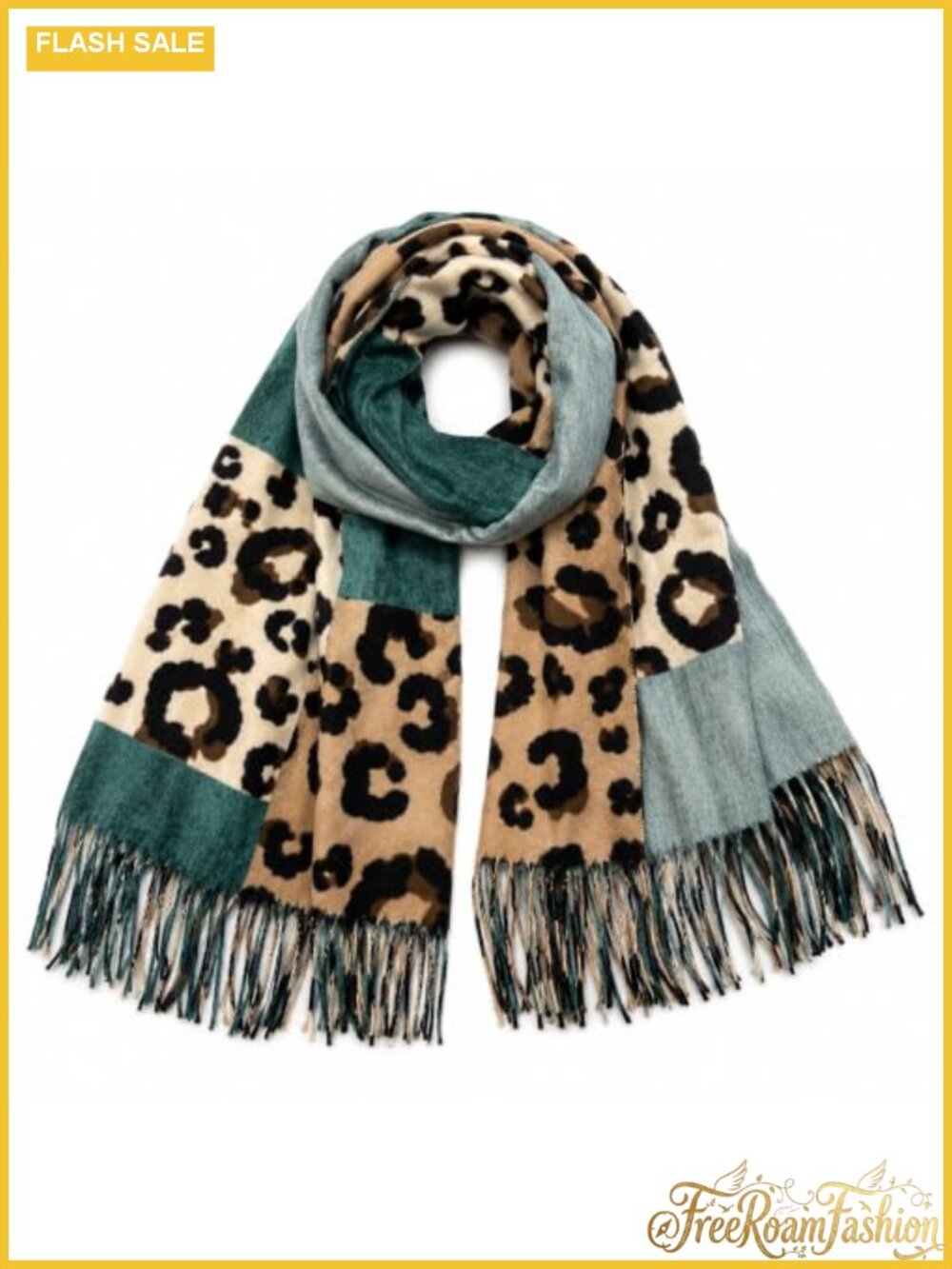 Leopard Print Fringe Scarf Shawl Wrap 100% Polyester Women's Winter Warm